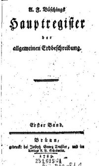 cover of the book A. F. Büschings Hauptregister der allgemeinen Erdbeschreibung