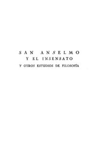 cover of the book San Anselmo y el insensato y otros estudios de filosofia