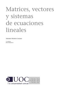 cover of the book Matrices, vectores y sistemas de ecuaciones lineales