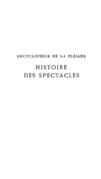 cover of the book Histoire des spectacles