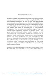 cover of the book The Stupidity of War: American Foreign Policy and the Case for Complacency