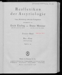 cover of the book Reallexikon der Assyriologie [RlA]