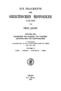 cover of the book Die Fragmente der griechischen Historiker (FGrHist), IIIb (Supplement): A commentary on the ancient historians of Athens (nos. 323a-334), Volume II Notes