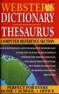 cover of the book Webster's dictionary & thesaurus with computer reference section.