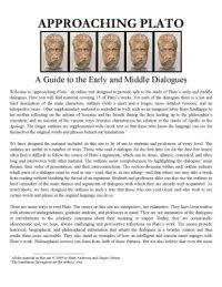 cover of the book Approaching Plato: A Guide to the Early and Middle Dialogues