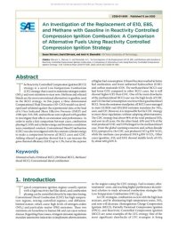 cover of the book An Investigation of the Replacement of E10, E85, and Methane with Gasoline in Reactivity Controlled Compression Ignition Combustion: A Comparison of Alternative Fuels Using Reactivity Controlled Compression Ignition Strategy