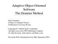 cover of the book Adaptive Object-Oriented Software: The Demeter Method with Propagation Patterns: The Demeter Method with Propagation Patterns