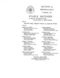 cover of the book Stable Isotopes in High Temperature Geological Processes