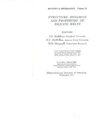 cover of the book Structure, Dynamics, and Properties of Silicate Melts