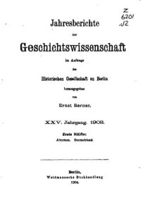 cover of the book Jahresberichte der Geschichtswissenschaft im Auftrage der Historischen Gesellschaft zu Berlin