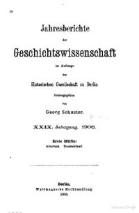 cover of the book Jahresberichte der Geschichtswissenschaft im Auftrage der Historischen Gesellschaft zu Berlin