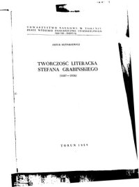 cover of the book Twórczość literacka Stefana Grabińskiego (1887-1936)