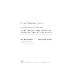 cover of the book Student Solution Manual to accompany the 5th edition of Vector Calculus, Linear Algebra, and Differential Forms: A Unified Approach