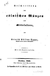 cover of the book Beschreibung der cölnischen Münzen des Mittelalters