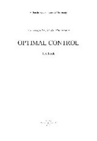 cover of the book Optimal control. Textbook