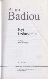 cover of the book Byt i zdarzenie