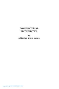 cover of the book Combinatorial Mathematics