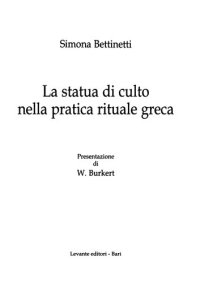 cover of the book La statua di culto nella pratica rituale greca