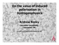 cover of the book On the value of induced polarisation in hydrogeophysics