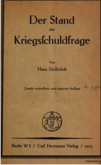 cover of the book Der Stand der Kriegsschuldfrage