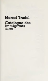 cover of the book Catalogue des immigrants, 1632-1662