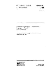 cover of the book INTERNATIONAL STANDARD ISO/IEC 7185 7185:1990(E) Programming Languages — Pascal Second edition 1990-10-15