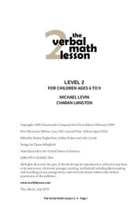 cover of the book The Verbal Math Lesson Book 2: Step-by-Step Math Without Pencil or Paper