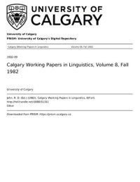 cover of the book Calgary Working Papers in Linguistics