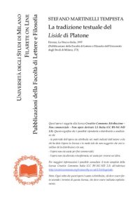 cover of the book La  tradizione  testuale  del   Liside  di  Platone