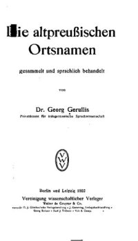 cover of the book Die altpreussischen Ortsnamen