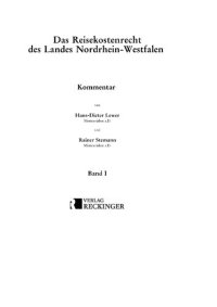 cover of the book Das Reisekostenrecht des Landes Nordrhein-Westfalen