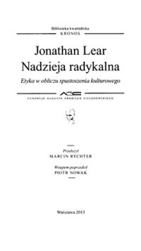 cover of the book Nadzieja radykalna. Etyka w obliczu spustoszenia kulturowego