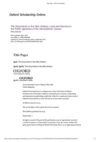 cover of the book The Documents in the Attic Orators: Laws and Decrees in the Public Speeches of the Demosthenic Corpus