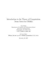 cover of the book ntroduction to the Theory of Computation. Some Notes for CIS262