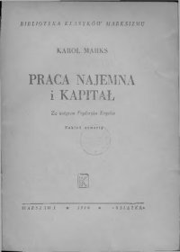 cover of the book Praca najemna i kapitał