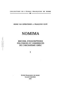 cover of the book Nomima. Recueil d'inscriptions politiques et juridiques de l'archaisme Grec: I