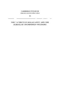 cover of the book The 'Laterculus Malalianus' and the School of Archbishop Theodore