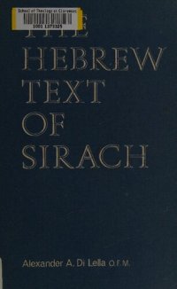 cover of the book The Hebrew Text of Sirach: A Text-critical and Historical Study