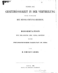 cover of the book UEBER DIE GESETZMÄSSIGKEIT IN DER VERTHEILUNG DER FEHLER BEI BEOBACHTUNGSREIHEN