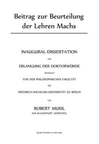 cover of the book Beitrag zur Beurteilung der Lehren Machs / Inaugural-Dissertation zur Erlangung der Doktorwürde