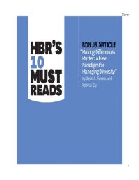 cover of the book HBR's 10 Must Reads on Diversity (with bonus article "Making Differences Matter: A New Paradigm for Managing Diversity" By David A. Thomas and Robin J. Ely)