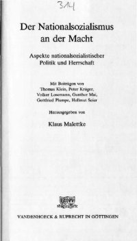 cover of the book Der Nationalsozialismus an der Macht: Aspekte nationalsozialistische Politik und Herrschaft