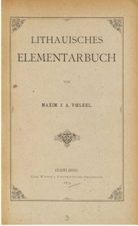 cover of the book Litauisches [Lithauisches] Elementarbuch