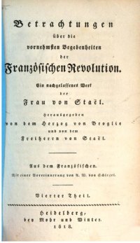 cover of the book Betrachtungen über die vornehmsten Begebenheiten der Französischen Revolution. Ein nachgelassenes Werk