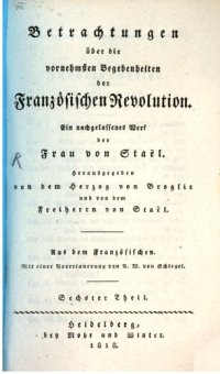 cover of the book Betrachtungen über die vornehmsten Begebenheiten der Französischen Revolution. Ein nachgelassenes Werk