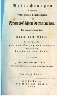 cover of the book Betrachtungen über die vornehmsten Begebenheiten der Französischen Revolution. Ein nachgelassenes Werk