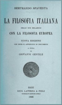 cover of the book La filosofia italiana nelle sue relazioni con la filosofia europea