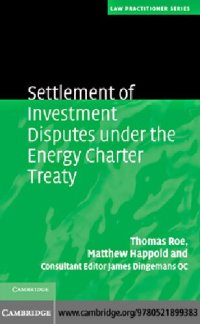 cover of the book Settlement of Investment Disputes under the Energy Charter Treaty