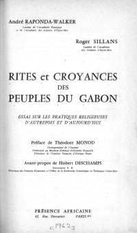 cover of the book Rites et croyances des peuples du Gabon; essai sur les pratiques religieuses d'autrefois et d'aujourd'hui