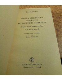 cover of the book Istoria Literaturii Romanesti: Introducere Sintetica